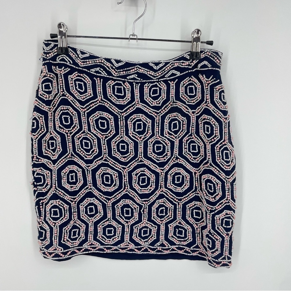 Boston Proper heavily embroidered beaded mini skirt size 0